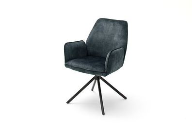 Esszimmerstühle Stühle OTTAWA 4Fuß mit Armlehne Velour petrol