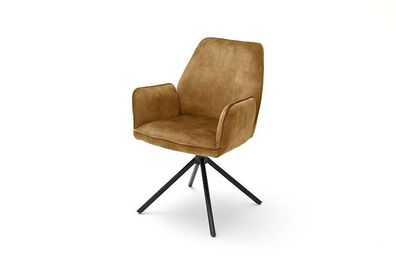 Esszimmerstühle Stühle OTTAWA 4Fuß mit Armlehne Velour curry