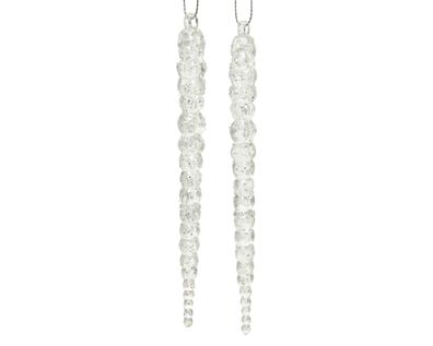 Christbaumschmuck Eiszapfen 14,5cm Kunststoff 2er Set Klar Transparent