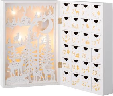Adventskalender 2025 Holz zum befüllen DIY bestücken Damen Kinder 35cm weiss Frauen