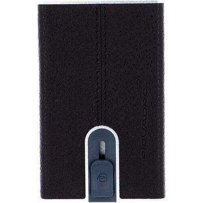 Piquadro Cardholder Black Square Sliding System Brown