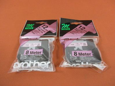 2x Original Brother M-E31 Black on pink tape OVP, Brother ink cartridge