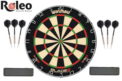 Dartset Dartscheibe Winmau Blade 6 + 2 Satz Roleo Dartpfeile + 2 x Roleo Dartbox