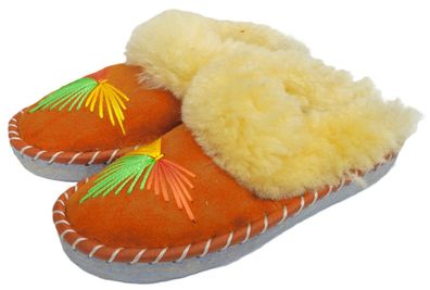 Lammfell Warme Hausschuhe Latschen Gr.39 NEU, Schaffell/ -leder Handarbeit * Orange*