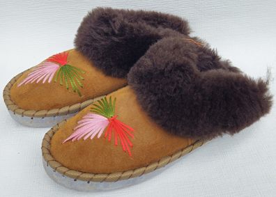 Lammfell Warme Hausschuhe Latschen Gr.39 NEU, Schaffell/ -leder Handarbeit * Braun.2*