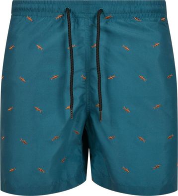 Urban Classics Embroidery Swim Shorts Shark/Teal/Toffee