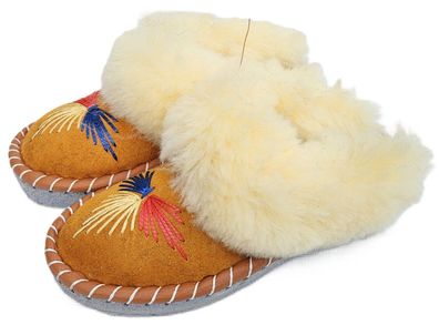 Lammfell Warme Hausschuhe Latschen Gr.36 NEU, Schaffell/ -leder Handarbeit * Orange*