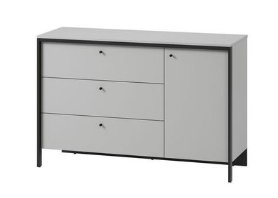 Kommode GRIS GS-04 Sideboard 136x91x49 cm 3 Schubladen 1 Tür Grau/ Schwarz