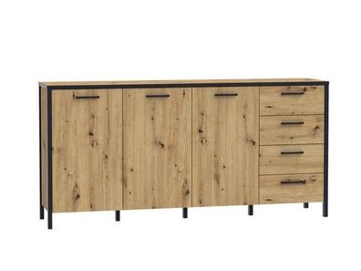 Moderne Sideboard Kommode 184 cm Kirikus Eiche/ Schwarz