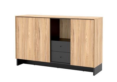 Sideboard NOMAD ND-07 Kommode 150x91x40 cm 3 Türen 2 Schubladen Bergesche/ Schwarz