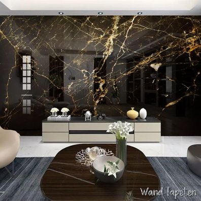 Vlies Fototapete Wandtapete Wandbilder Schönheit Schwarzer Marmor Muster 8338