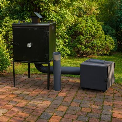 QLS Metall Räucherofen 50×50×50 cm mit Feuerkasten & Zubehör hitzebeständig 11397