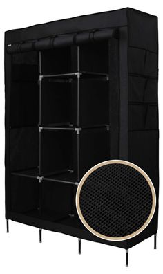 Best For Home XXL Stoffschrank 175x130x45 cm Faltschrank Kleiderschrank CE Schwarz