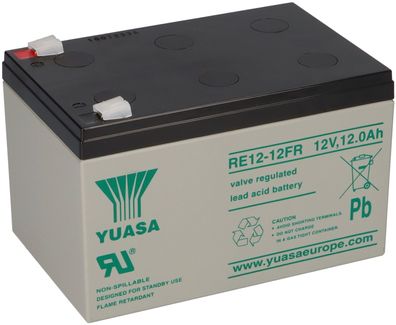 Yuasa Blei-Akku RE12-12FR Pb 12V / 12Ah 6-9 Jahresbatterie, Faston 6,3