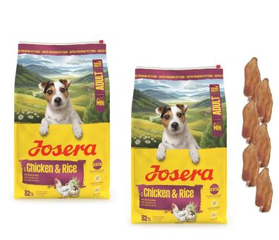 2 * Josera Mini Adult Chicken & Rice 10kg + 6 * Kaninchenohren