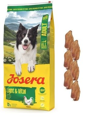 Josera Light & Vital 12,5kg + 6 * Kaninchenohren Hundefutter