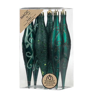 Christbaumschmuck Eiszapfen 15cm Kunststoff 6er Set - Noble Green