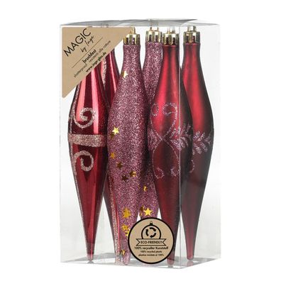 Christbaumschmuck Eiszapfen 15cm Kunststoff 6er Set - Bordeaux Red