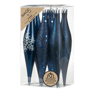 Christbaumschmuck Eiszapfen 15cm Kunststoff 6er Set - Night Blue