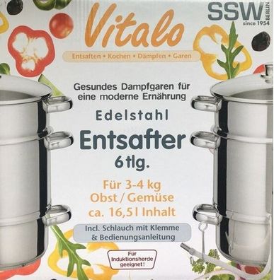 Vitalo Entsafter Dampfentsafter Edelstahl, Ø 26 cm, 16,5 l