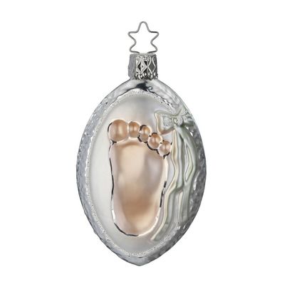 Christbaumschmuck Glas Fußabdruck Baby 8cm weiß 1 Stück