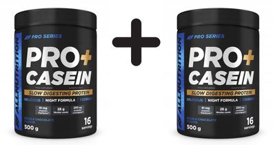 2 x Allnutrition Pro+Casein, Double Chocolate - 500g