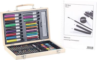 NEU Malkasten 67 Teile mit Malblock Koffer für Erwachsene Kinder Geschenk Schule