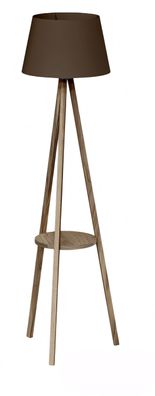 Stehlampe mit Regal aus Holz in Braun modern