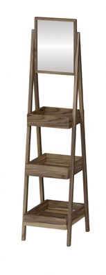 Elegantes braunes Holzregal mit Spiegel modern, stilvoll