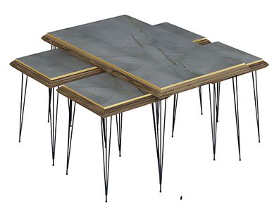 Grau MDF Edelstahl Couchtisch mit Beistelltischen modern und elegant