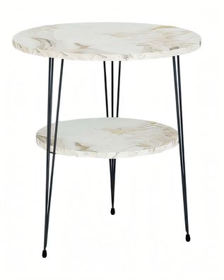 Beistelltisch aus Metall in Beige modern eleganter Wohnstil