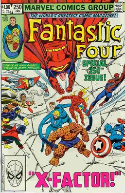 Fantastic Four # 250 (John Byrne, 52 pages) (co-starring: Spiderman & Cap)(USA, 1983)