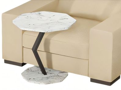 Weißer Beistelltisch aus Holz mit Edelstahl modern