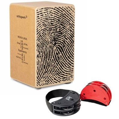 Schlagwerk Cajon CP82 Rudiments Fingerprint mit Fußtambourin-Set