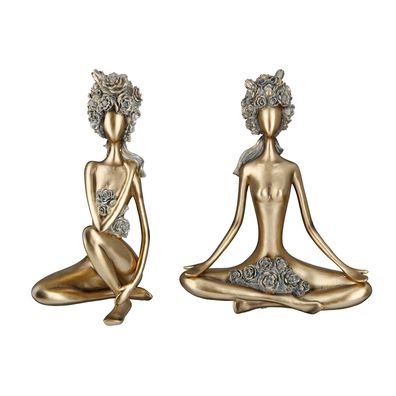 Gilde Figur, Frau, "Rose", Kunstharz, goldfarben, L. 17 cm, B. 13 cm, H. 34 cm