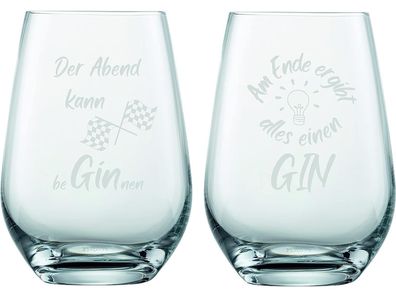 Schott Zwiesel 2er Set Ginglas 548ml mit Gravur Der Abend kann beGINnen & Am Ende