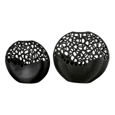 Gilde Vase, "Osaka", Aluminium, schwarz, VE 1, L. 8 cm, B. 29 cm, H. 27 cm 43489