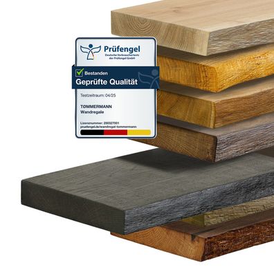 Wandregal Schweberegal Holzregal Baumkante Farbe Antik Schwarz massiv Eiche