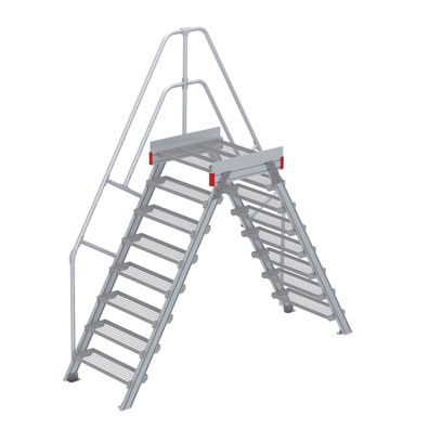 Euroline 512 Überstieg 60EUR 800mm Stufenbreite 2x8 Stufen Stahl Gitterrost