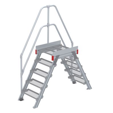 Euroline 512 Überstieg 60EUR 600mm Stufenbreite 2x5 Stufen Stahl Gitterrost