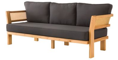 Modernes schwarzes Outdoor-Sofa aus Holz und Textil