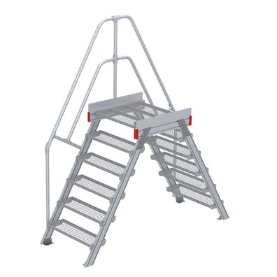 Euroline 512 Überstieg 60EUR 800mm Stufenbreite 2x6 Stufen Stahl Gitterrost