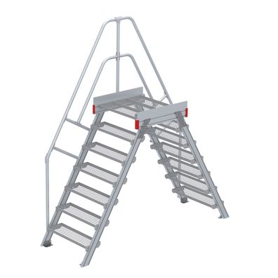 Euroline 512 Überstieg 60EUR 800mm Stufenbreite 2x7 Stufen Stahl Gitterrost