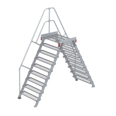 Euroline 512 Überstieg 60EUR 1000mm Stufenbreite 2x9 Stufen Stahl Gitterrost