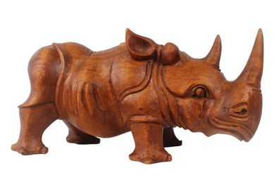 Nashorn aus Holz, Soar-Wood, Tierfigur, ca. 30 cm lang, Dekofigur