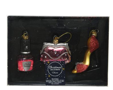 Christbaumschmuck Glas Beauty & Fashion 7cm 3er Set