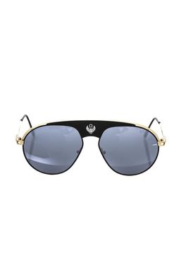 Frankie Morello Black Metallic Fiber Men Sunglasses