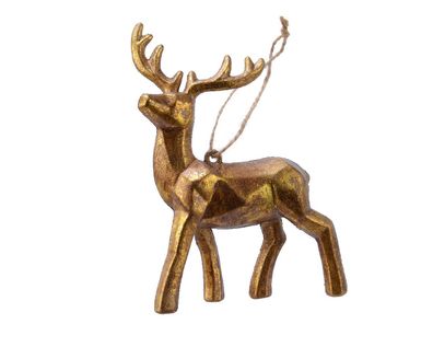 Christbaumschmuck Kunststoff Hirsch 13cm Antik braun / gold