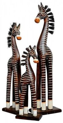 Holz-Zebra Deko-Zebra im 3-er Set, Tierfigur zur Dekoration