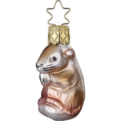 Christbaumschmuck Anhänger Glas Maus 5cm Beige Braun